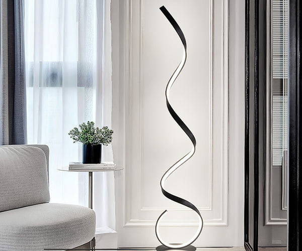 LED Living Room Spiral Floor Lamp Black
