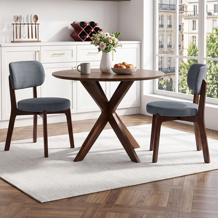 2Pcs Upholstered Dining Chair with Wooden Frame