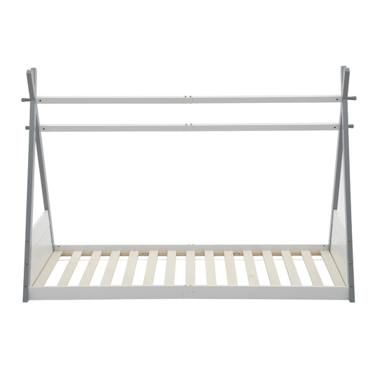 Triangular Frame Kid beds Floor Bed,White and Grey