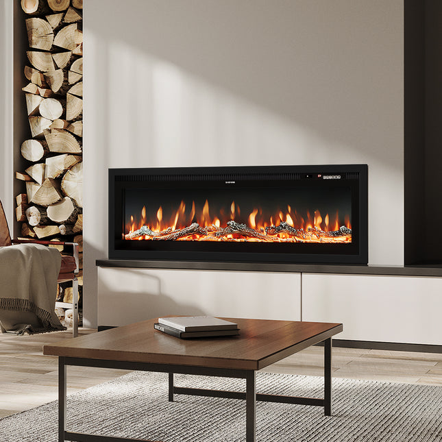 Freestanding/Wall Mounted/Recessed Electric LED Fireplace Heater