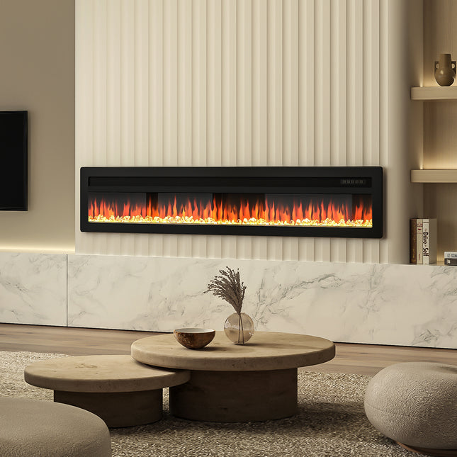 Wall Mounted/Recessed Electric Fireplace with Remote