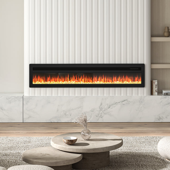 Wall Mounted/Recessed Electric Fireplace with Remote