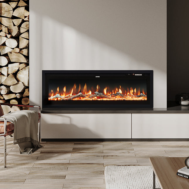 Freestanding/Wall Mounted/Recessed Electric LED Fireplace Heater