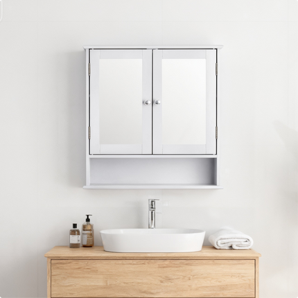 Rectangular Double Door Mirror Cabinet with Medicine Cabinet 56x58cm