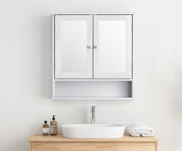 Rectangular Double Door Mirror Cabinet Medicine Cabinet 56x58cm