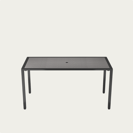 Grey 150cm Rectangular Outdoor Dining Table with Parasol Hole