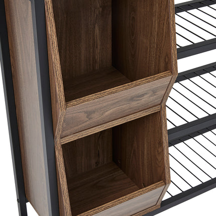 Three-Tier Shoe Organizer Shelf in Brown Modern Walnut
