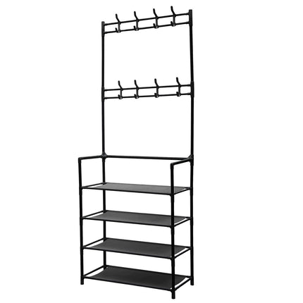 4-Tier Shoe Rack with Coat Hanger