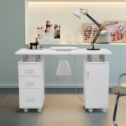 White Professional Manicure Table Nail Desk with Dust Collector