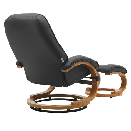 Black PU Leather Swivel Office Armchair with Footstool