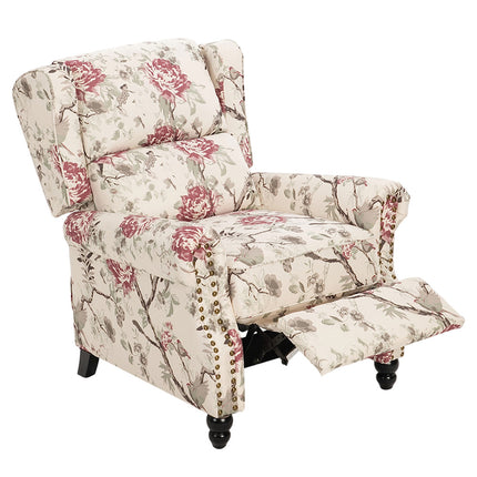 Fabric Upholstered Sofa Pushback Reclining Chair Armchair