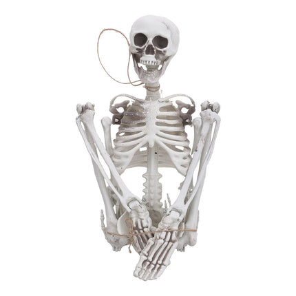 White Poseable Skeleton Props for Halloween Party Decoration