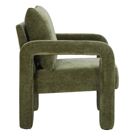 Chenille Upholstered Accent Chair with Lumbar Pillow