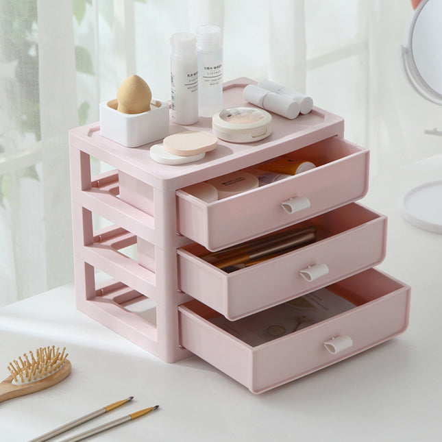 Desktop Stationery Cosmetic Storage Box with Three Drawers