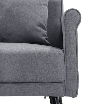 Grey Upholstered Loveseat with Rolled Arms