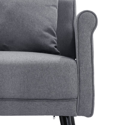 Grey Upholstered Loveseat with Rolled Arms