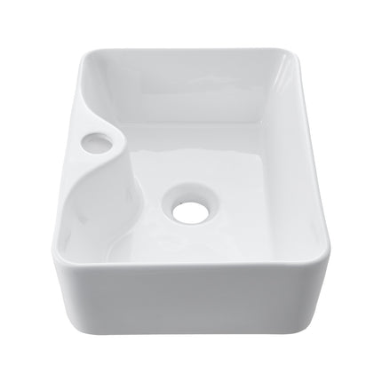 Rectangular Ceramic Countertop Basin with Central Drain Set