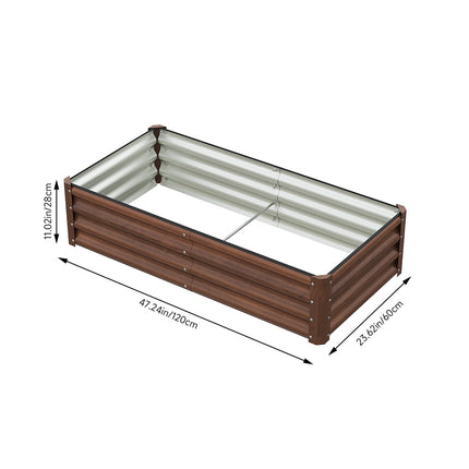 120cm x 60cm Rectangular Galvanized Steel Raised Garden Bed