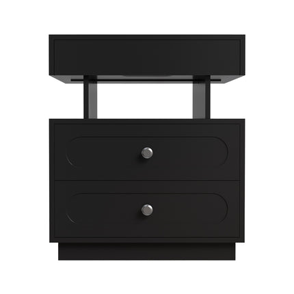 Modern 3-Drawer Bedside Table with RGB Lighting