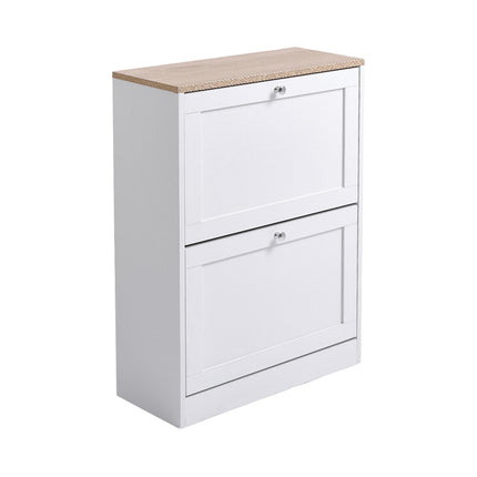 Wooden 2 Drawer Flip Down Shoe Cabinet