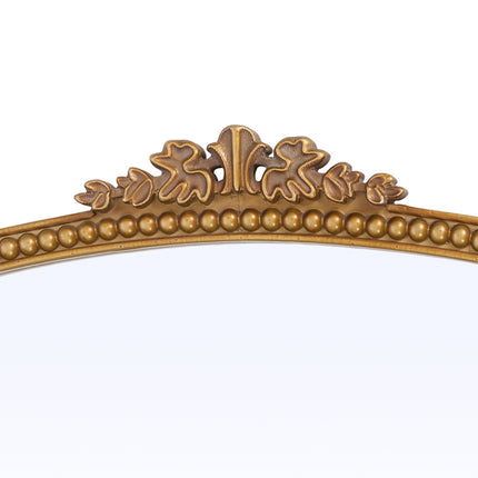 Gold Arched Decorative Vanity Mirror with Carved Frame