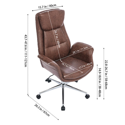 Adjustable High Back PU Office Chair with Armrests