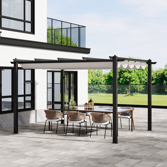 13x10ft Aluminium Pergola with Retractable Roof