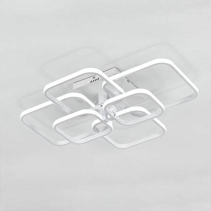 Dimmable 4/6/8-head square LED chandelier ceiling light with remote control