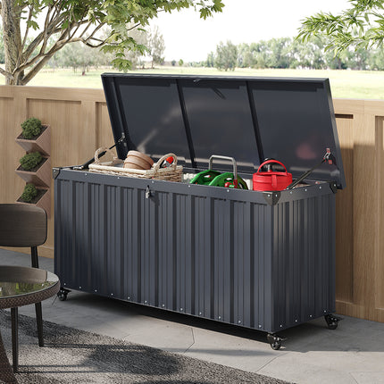 550L Outdoor Large Lockable Metal Storage Box with Wheels