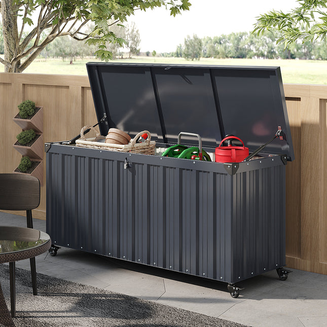 550L Outdoor Large Lockable Metal Storage Box with Wheels