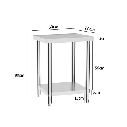 60CM Stainless Steel Working Table with Lower Layer