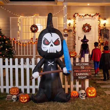 6.6FT Halloween Inflatable Grim Reaper Decoration with Built-in Lights