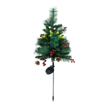 Set of 2 Solar-Powered Artificial Christmas Tree Decorations with Lights
