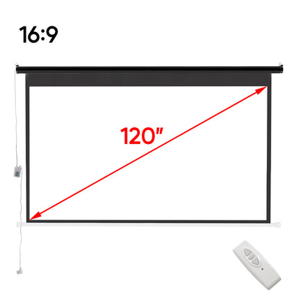 16:9 Electric Motorized Projector Screen with Remote 100"/120" Black