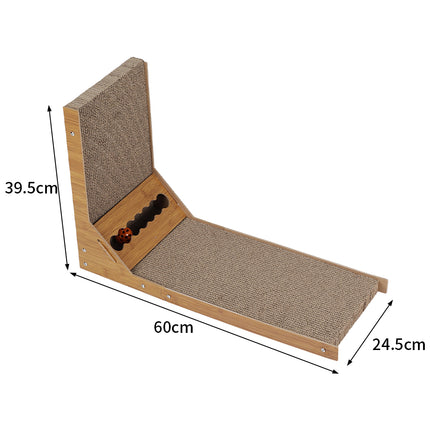 Corrugated L-shaped Cat Scratcher with Toys
