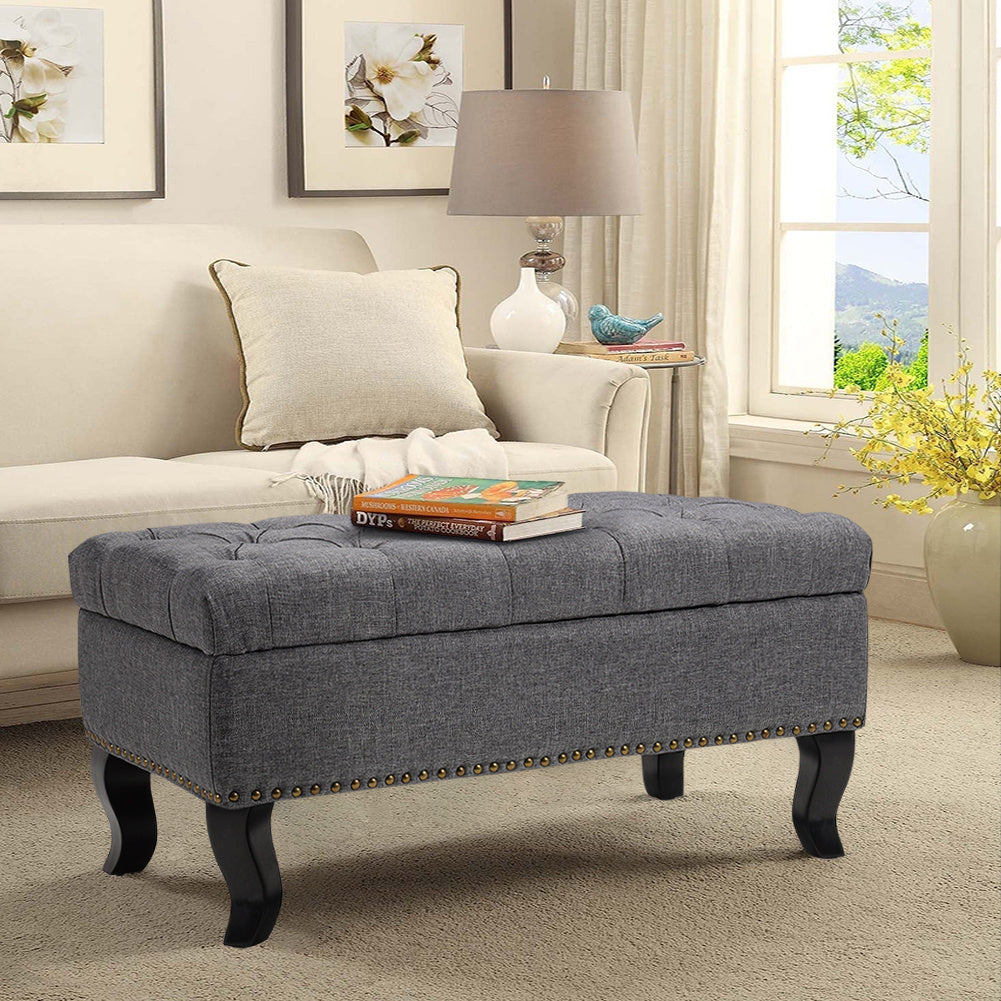 Buttoned footstool grey discount