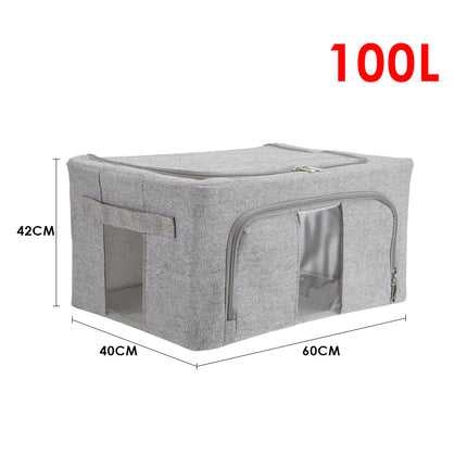 100L Metal Frame Fabric Storage Box with Windows