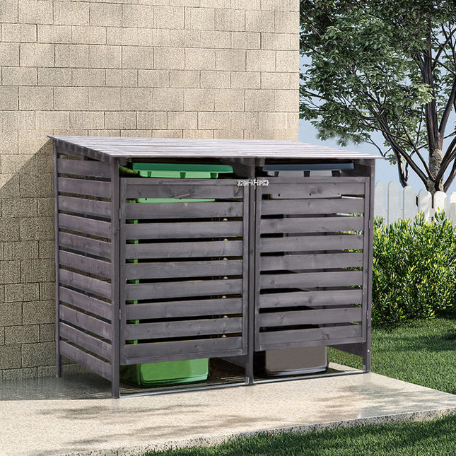 Spruce Wood Garbage Can Garden Storage Shed