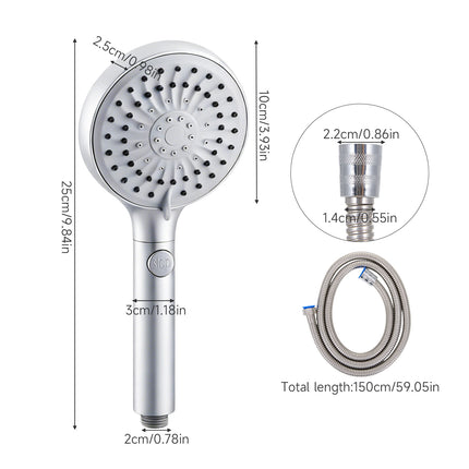 G1/2 Handheld High Pressure Shower Head with 5 Spray Modes & Hose