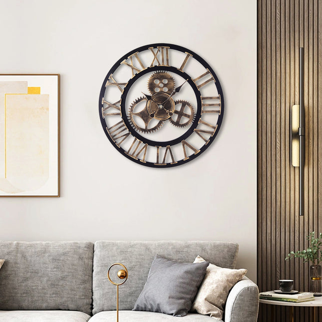 Industrial Large Retro Silent Wall Clock for Home Decor