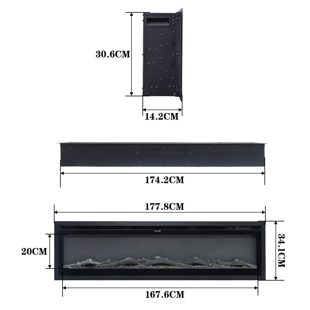 70 Inch Remote Control Electric Fireplace with 12 flame colors