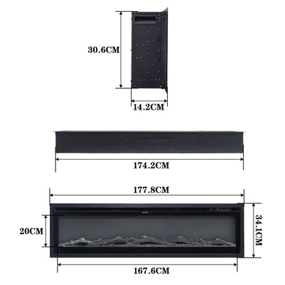 70 Inch Remote Control Electric Fireplace with 12 flame colors