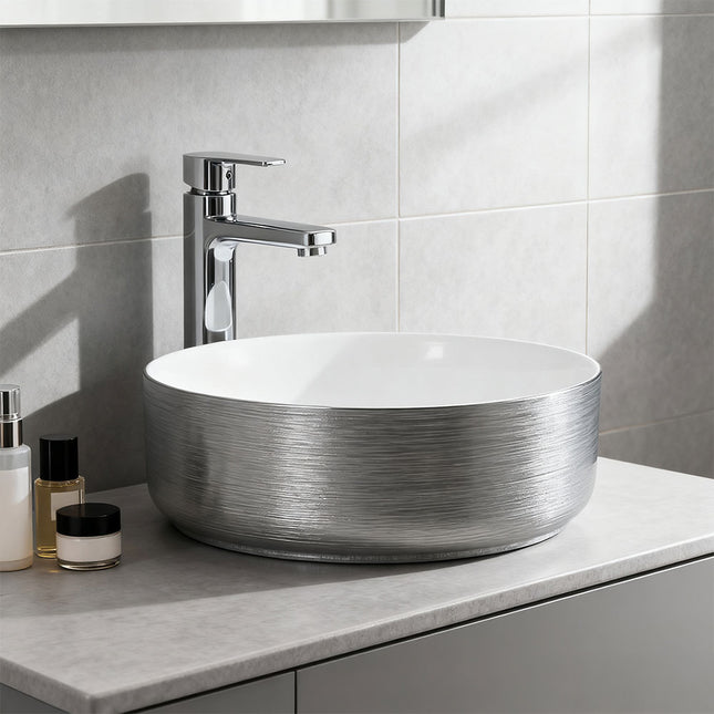 Round Ceramic Countertop Washbasin Vessel Sink