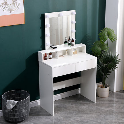 White Makeup Dressing Table with 9 Lighted bulbs Mirror