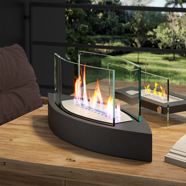 Unique Smokeless Stainless Steel Tabletop Ethanol Fireplace, Black