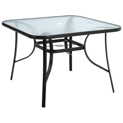 Tempered Glass Outdoor Coffee Table with Parasol Hole