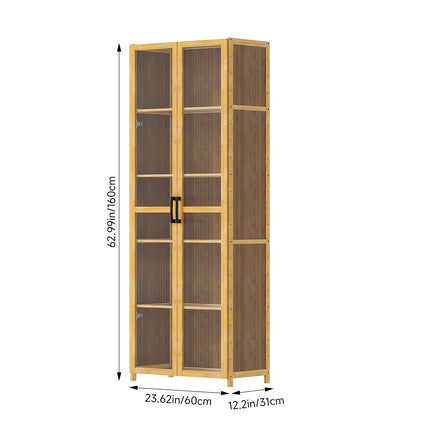 5-Tier Narrow Bookcase Storage Cabinet with Acrylic Door