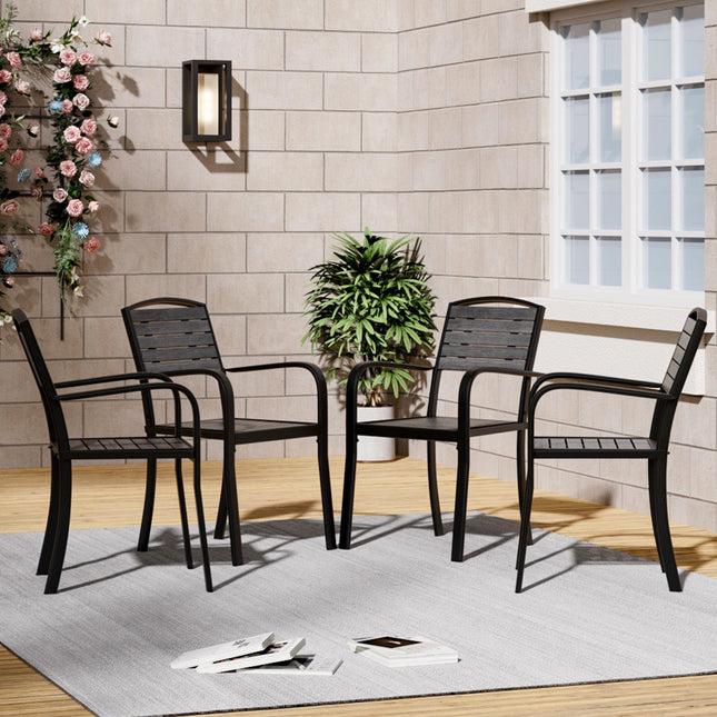 Grey Set of 4 Garden Dining Armchairs