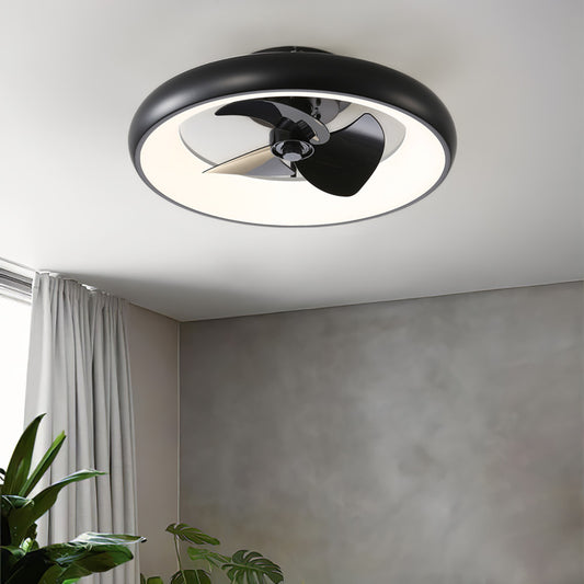 Black 20 Inch Industrial Style Ceiling Mount LED Fan Light