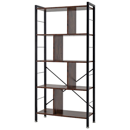 Industrial Style 5 Tier Bookcase Metal Frame